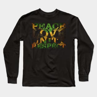 Distressed Peace Love Unity Respect Jamaican Flag Reggae Long Sleeve T-Shirt